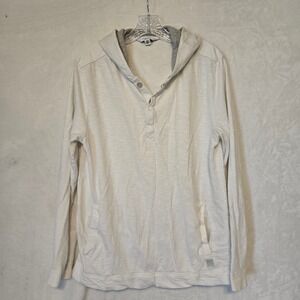 Calvin Klein Men's White Button Neck Hoodie Long Sleeve Casual Comfort Size M